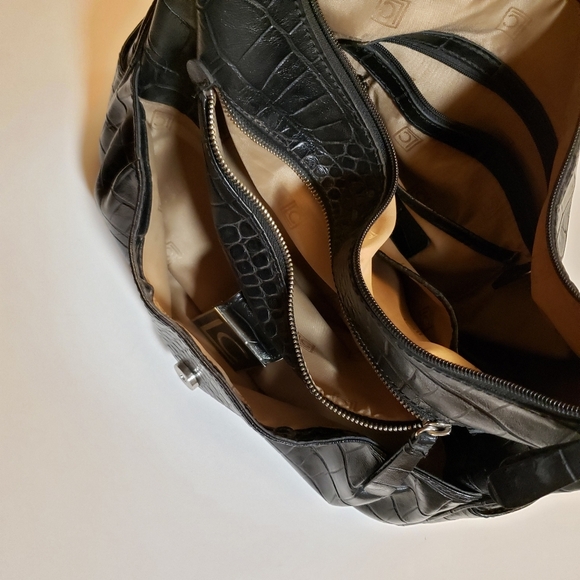 Claiborne Black Embossed Women's Bag - Picture 7 of 11